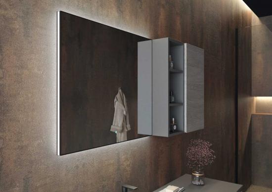 ARREDO BAGNO MOBILE FREEDOM FL19 cm 142 FINITURA ROVERE GESSATO GRIGIO E GRIGIO BROMO OPACO