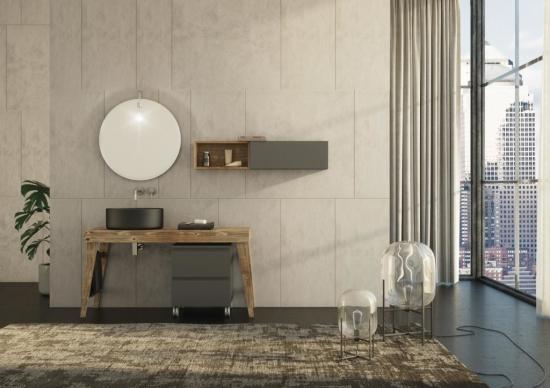 ARREDO BAGNO MOBILE FREEDOM FL21 cm 150 TOP MASSELLO ABETE E LACCATO GRIGIO OPACO