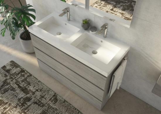 ARREDO BAGNO MOBILE FREEDOM FL25 cm 120 DOPPIO LAVABO ROVERE GESSATO GRIGIO