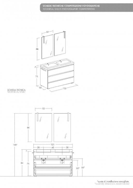 ARREDO BAGNO MOBILE FREEDOM FL25 cm 120 DOPPIO LAVABO ROVERE GESSATO GRIGIO