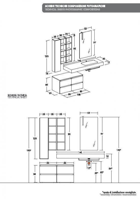 ARREDO BAGNO MOBILE FREEDOM FL29 cm 140+50 ROVERE SABBIA BIANCO LACCATO LUCIDO