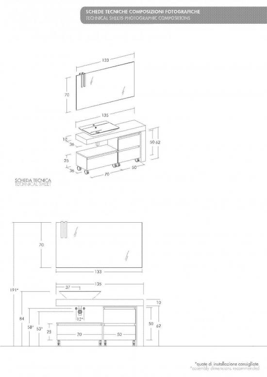 ARREDO BAGNO MOBILE FREEDOM FL31 cm 135 TOP MASSELLO ABETE E LACCATO CANAPA OPACO