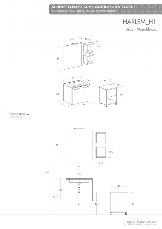 ARREDO BAGNO MOBILE HARLEM H1 cm.65+40 SGABELLO CONTENTORE TRANCHE' ROVERE SCURO