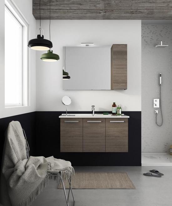 ARREDO BAGNO MOBILE HARLEM H19 cm.100 TRANCHE' ROVERE SCURO