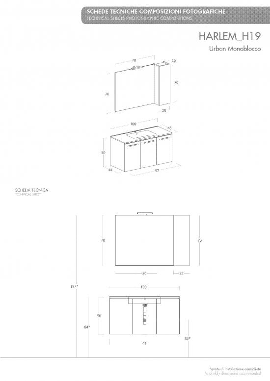 ARREDO BAGNO MOBILE HARLEM H19 cm.100 TRANCHE' ROVERE SCURO