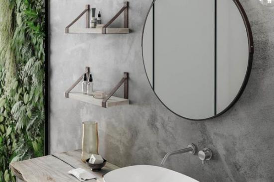 ARREDO BAGNO MOBILE LIFE 03 CASTAGNO GRIGIO OSSIDATO cm 140 LEGNO MASSELLO