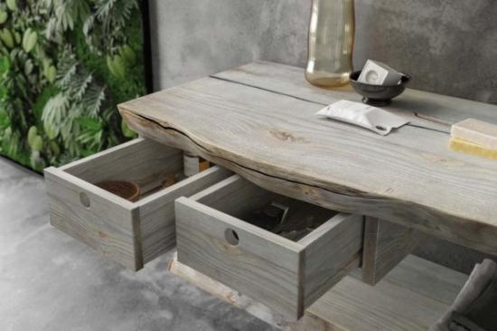 ARREDO BAGNO MOBILE LIFE 03 CASTAGNO GRIGIO OSSIDATO cm 140 LEGNO MASSELLO