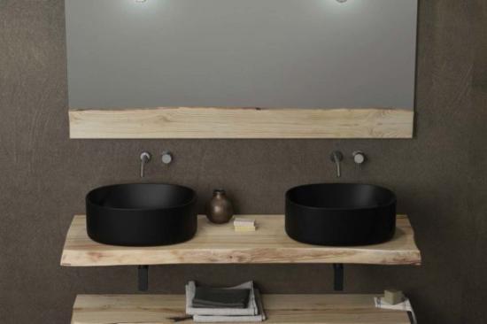 ARREDO BAGNO MOBILE LIFE 05 DOPPIO LAVABO CASTAGNO NAT.LEVIGATO CM 160 MASSELLO