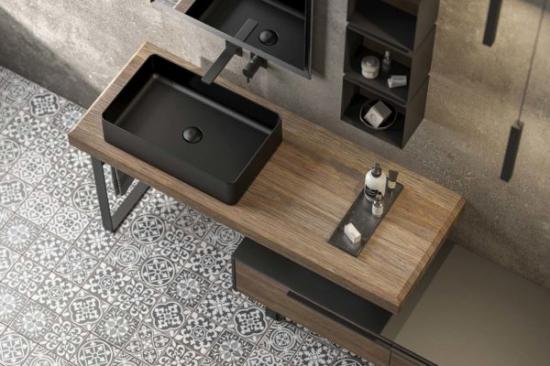 ARREDO BAGNO MOBILE LIFE 08 CASTAGNO VECCHIO cm 212 LEGNO MASSELLO