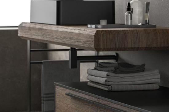 ARREDO BAGNO MOBILE LIFE 08 CASTAGNO VECCHIO cm 212 LEGNO MASSELLO