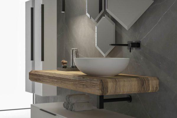 ARREDO BAGNO MOBILE LIFE 12 CASTAGNO NAT.LEVIGATO-LACCATO BIANCO 142  MASSELLO