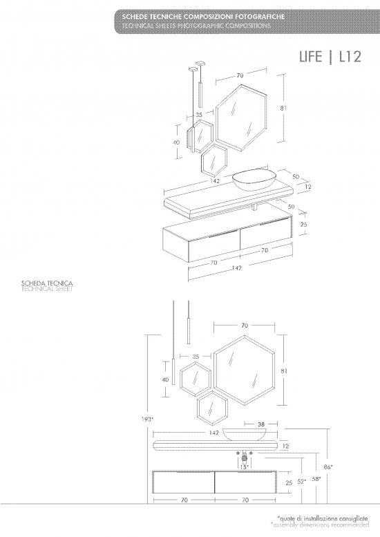 ARREDO BAGNO MOBILE LIFE 12 CASTAGNO NAT.LEVIGATO-LACCATO BIANCO 142 MASSELLO