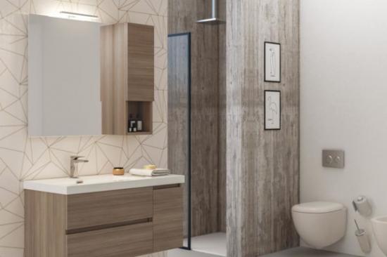 ARREDO BAGNO MOBILE LINE 02 cm.100 SX FINITURA OLMO TERRA