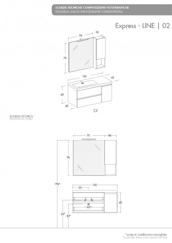 ARREDO BAGNO MOBILE LINE 02 cm.100 SX FINITURA OLMO TERRA
