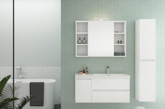 ARREDO BAGNO MOBILE LINE 03 cm.100+30 COLONNA FINITURA BIANCO LARIX