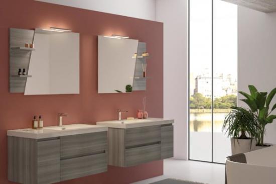 ARREDO BAGNO MOBILE LINE 04 LUI E LEI cm.100 +100 FINITURA EUCALIPTO GRIGIO