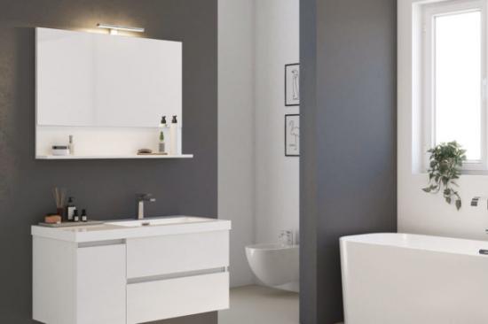 ARREDO BAGNO MOBILE LINE 05 cm.100 FINITURA BIANCO LARIX