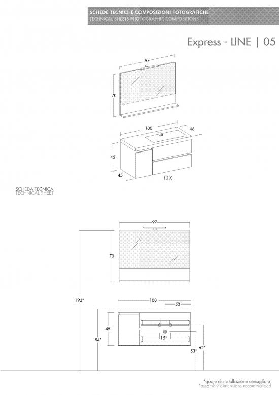 ARREDO BAGNO MOBILE LINE 05 cm.100 FINITURA BIANCO LARIX