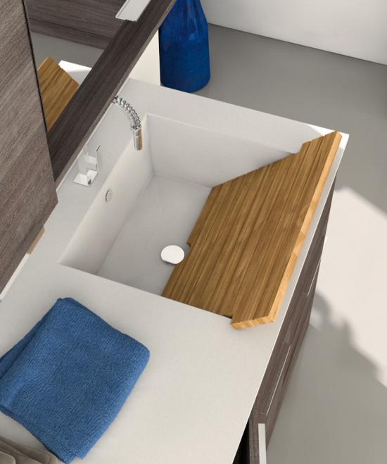 ARREDO BAGNO MOBILE PORTA LAVATRICE cm.140 TRANCHE' ROVERE SCURO