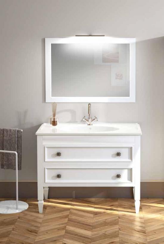 ARREDO BAGNO MOBILE PROVENCE PRO107B1  CM 107 LACCATO BIANCO OPACO RAL9003