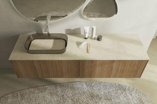 ARREDO BAGNO MOBILE RI-TRATTO RT16 cm 173 FINITURA ROVERE BISCOTTO CANNETTATO  LAVABO APPOGGIO