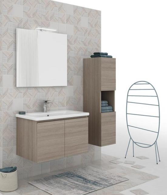 ARREDO BAGNO MOBILE SOFT 01 cm.80 +30 COLONNA FINITURA OLMO TERRA