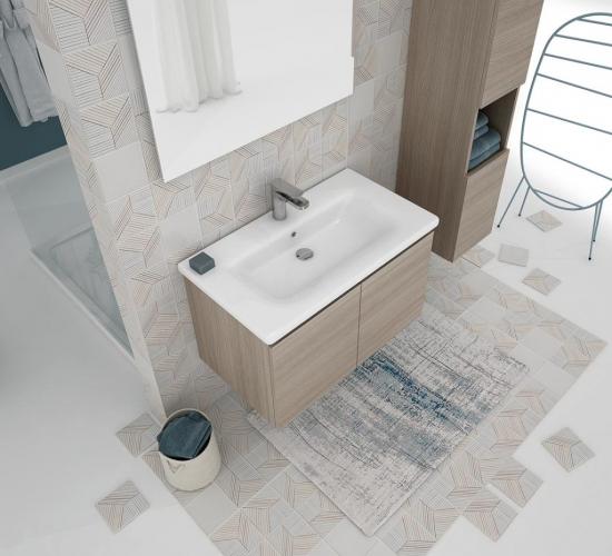 ARREDO BAGNO MOBILE SOFT 01 cm 80 +30 COLONNA FINITURA OLMO TERRA