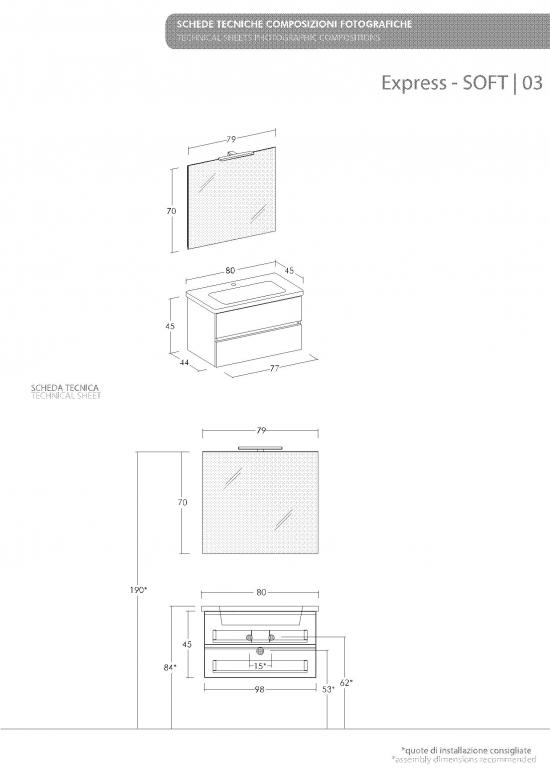 ARREDO BAGNO MOBILE SOFT 03 cm 80 FINITURA BIANCO LARIX