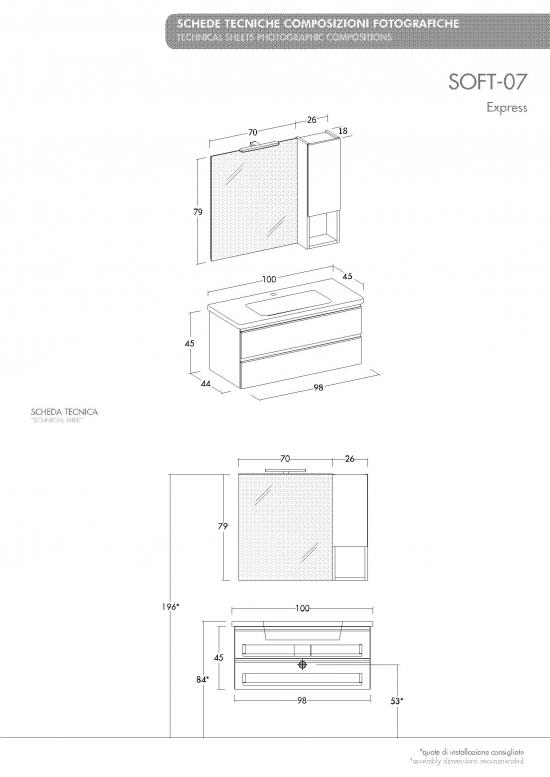 ARREDO BAGNO MOBILE SOFT 07 cm 100 FINITURA BIANCO LARIX