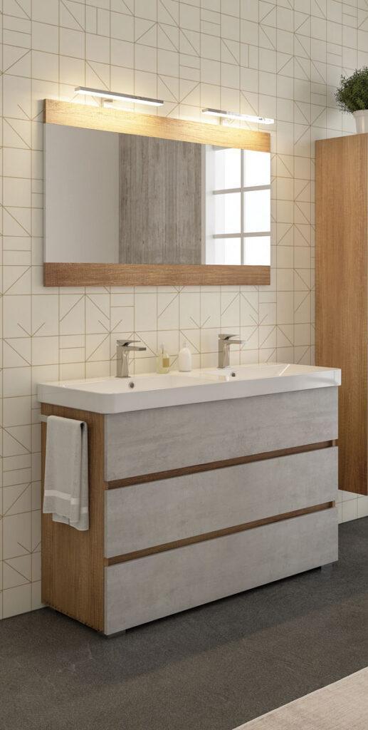 ARREDO BAGNO MOBILE SOHO S35 DOPPIO LAVABO cm.120 ROVERE NODATO - CEMENTO