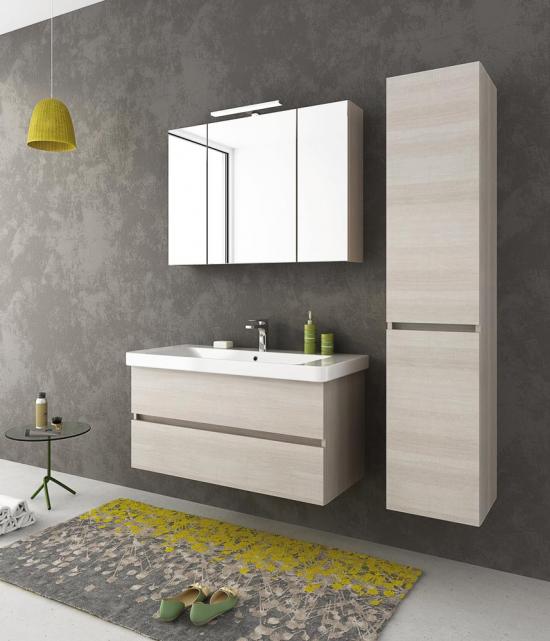 ARREDO BAGNO MOBILE SOHO S8 CON COLONNA cm.105+35 TRANCHE' ROVERE CHIARO