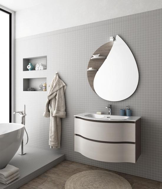 ARREDO BAGNO MOBILE URBAN BROADWAY B1 cm.85 TRANCHE' ROVERE SCURO E BCO