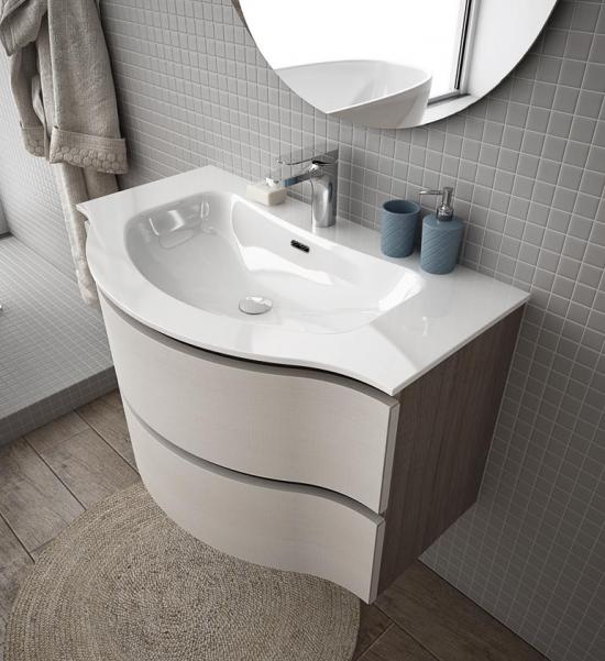 ARREDO BAGNO MOBILE URBAN BROADWAY B1 cm.85 TRANCHE' ROVERE SCURO E BCO