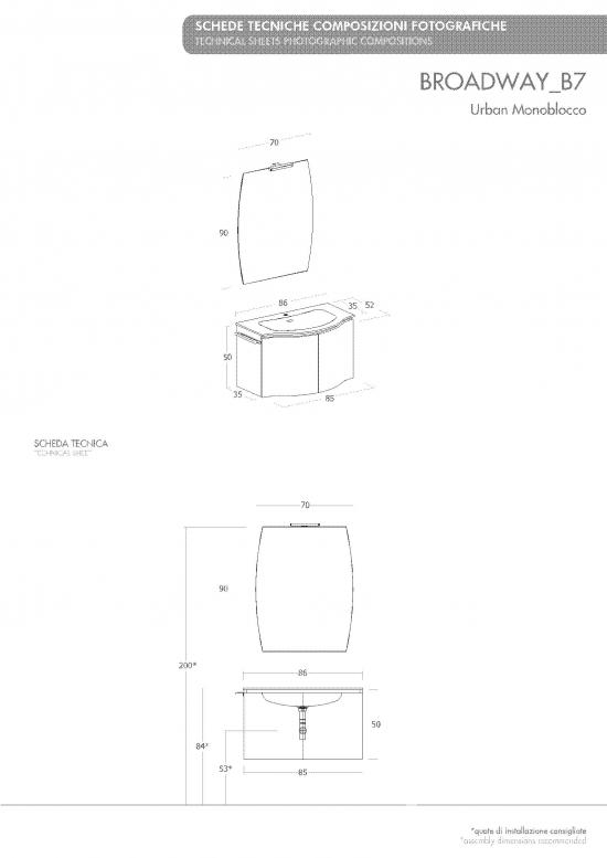 ARREDO BAGNO MOBILE URBAN BROADWAY B7 cm 85 TRANCHE ROVERE CHIARO O ALTRE FINITURE