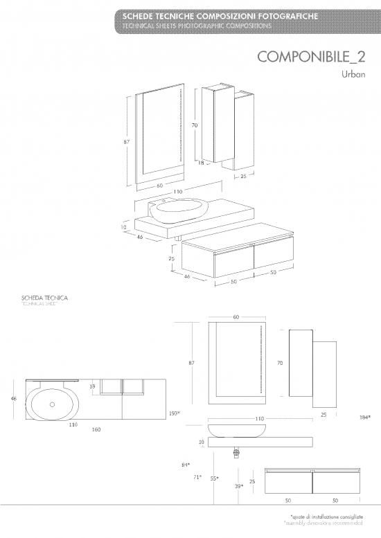 ARREDO BAGNO MOBILE MODULAR Comp2 cm.160 TRANCHE' ROVERE CHIARO E SCURO