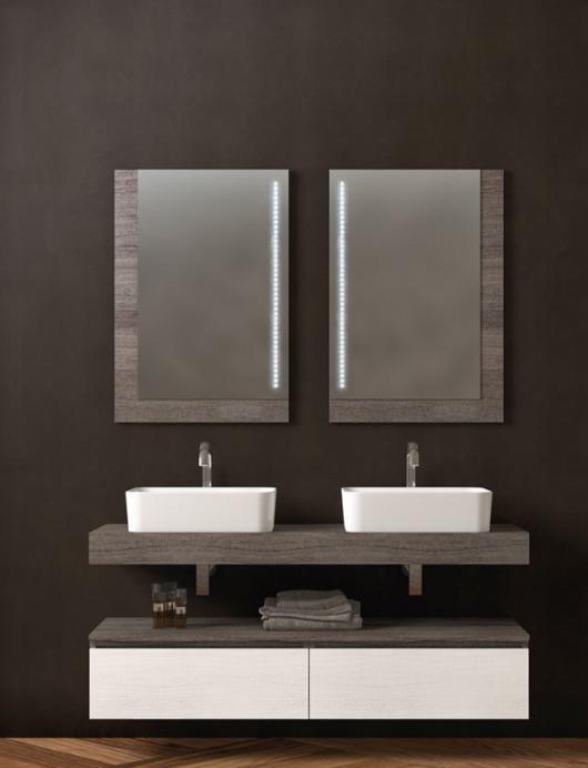 ARREDO BAGNO MOBILE URBAN CP4 cm.140 DOPPIO LAVABO TRANCHE' ROVERE SCURO E CHIARO