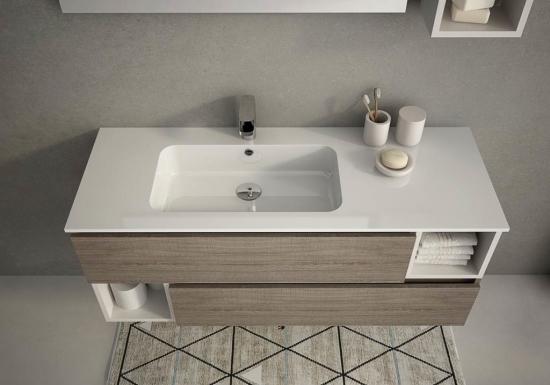 ARREDO BAGNO MOBILE URBAN UC05 cm 125 TRANCHE ROVERE SCURO E BIANCO