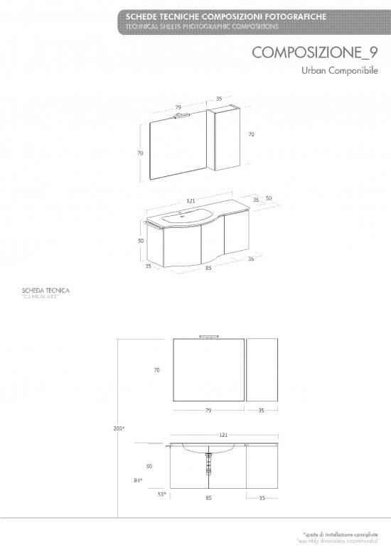 ARREDO BAGNO MOBILE URBAN Comp9 cm.121 TRANCHE' ROVERE SCURO