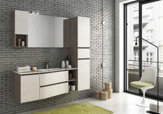 ARREDO BAGNO MOBILE URBAN Comp10 cm 166 TRANCHE ROVERE SCURO E BIANCO