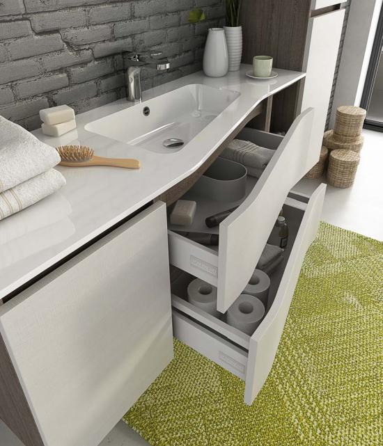 ARREDO BAGNO MOBILE URBAN Comp10 cm 166 TRANCHE ROVERE SCURO E BIANCO