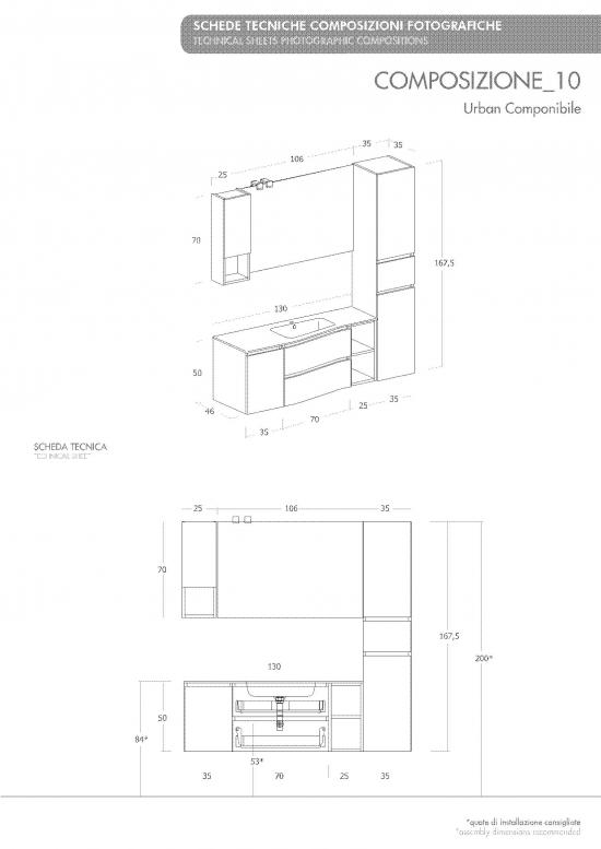 ARREDO BAGNO MOBILE URBAN UC10 cm 166 TRANCHE ROVERE SCURO E BIANCO