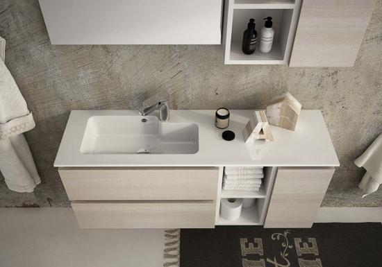 ARREDO BAGNO MOBILE URBAN Comp11 cm.121 TRANCHE' ROVERE CHIARO E BIANCO