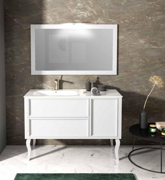 ARREDO BAGNO MOBILE VINTAGE V121  CM 121 LACCATO BIANCO OPACO RAL9003