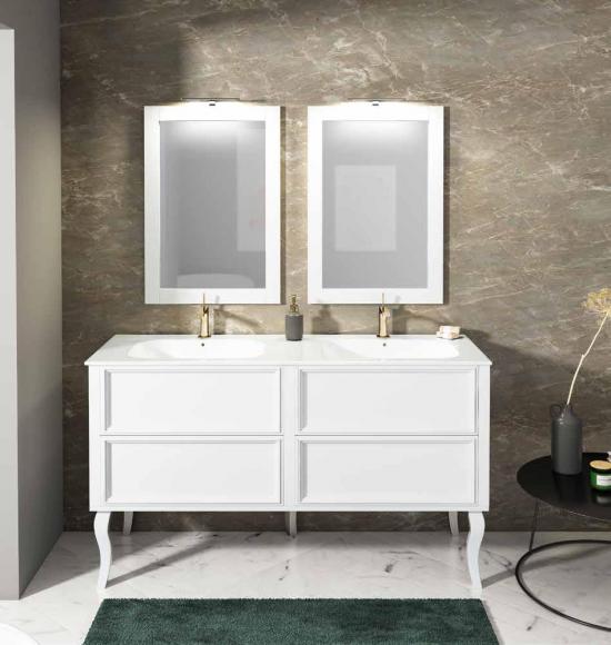 ARREDO BAGNO MOBILE VINTAGE V141  CM 141 LACCATO BIANCO OPACO RAL9003