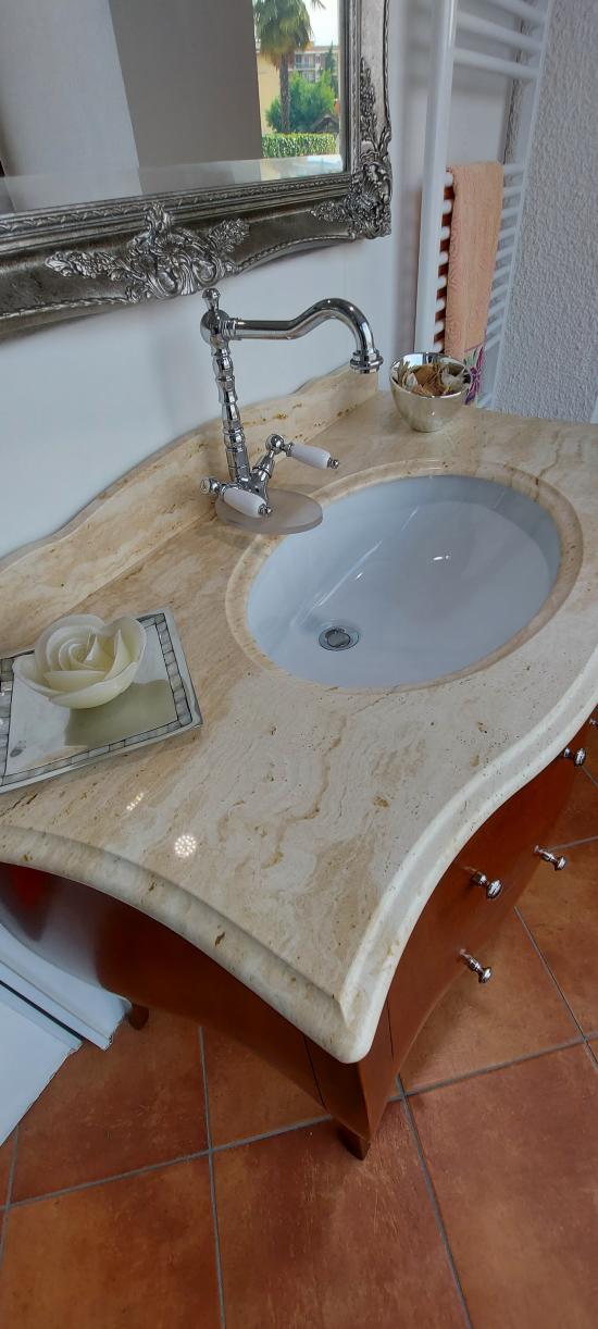 ARREDO BAGNO MOZART 104 MASSELLO LEGNO FIN.NOCE  SPECCHIO ARGENTO ANTICATO