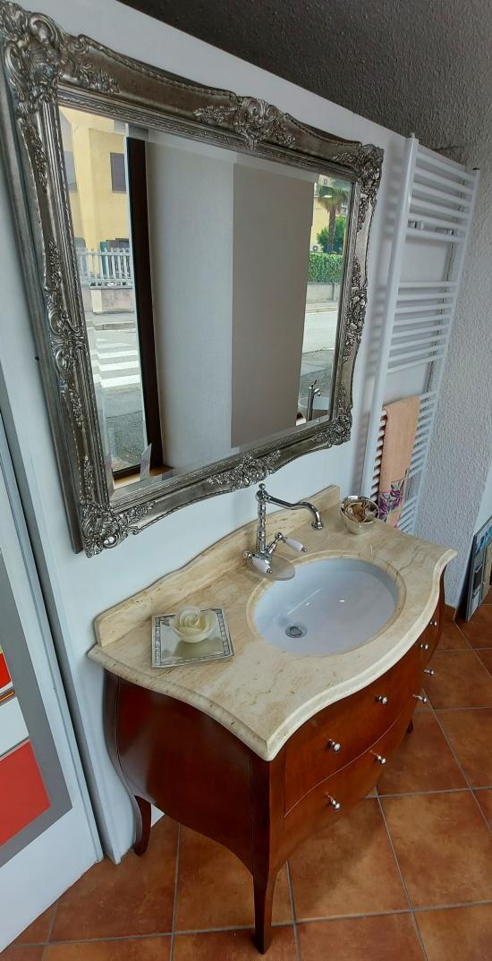 ARREDO BAGNO MOZART 104 MASSELLO LEGNO FIN.NOCE  SPECCHIO ARGENTO ANTICATO