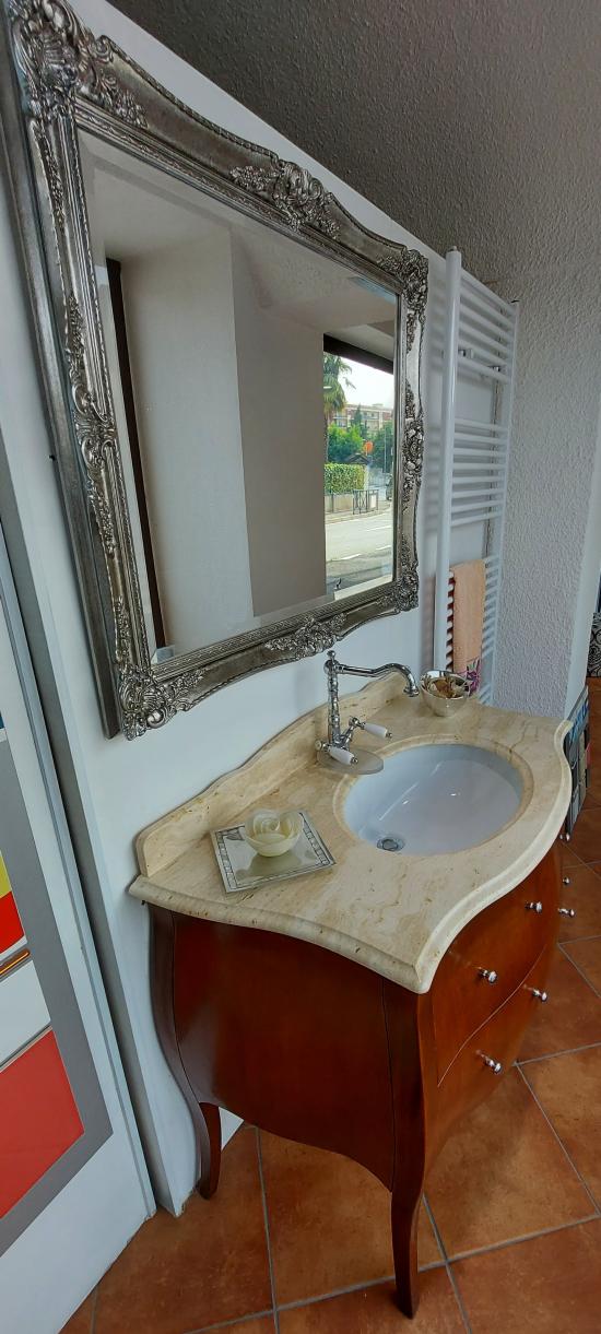 ARREDO BAGNO MOZART 104 MASSELLO LEGNO FIN.NOCE  SPECCHIO ARGENTO ANTICATO