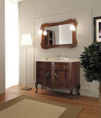 ARREDO BAGNO NARCISO  05 cm.109 FINITURA NOCE E TOP MARMO TECNICO BOTTICINO