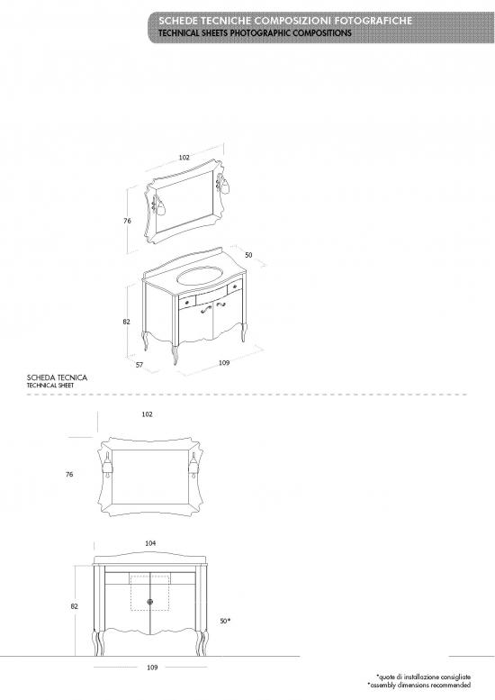 ARREDO BAGNO NARCISO  05 cm.109 FINITURA NOCE E TOP MARMO TECNICO BOTTICINO