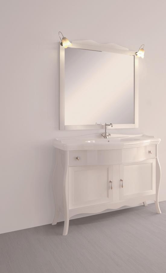 ARREDO BAGNO PAESTUM 108 FRONTALE IN MASSELLO LEGNO FINITURA LACCATO BIANCO